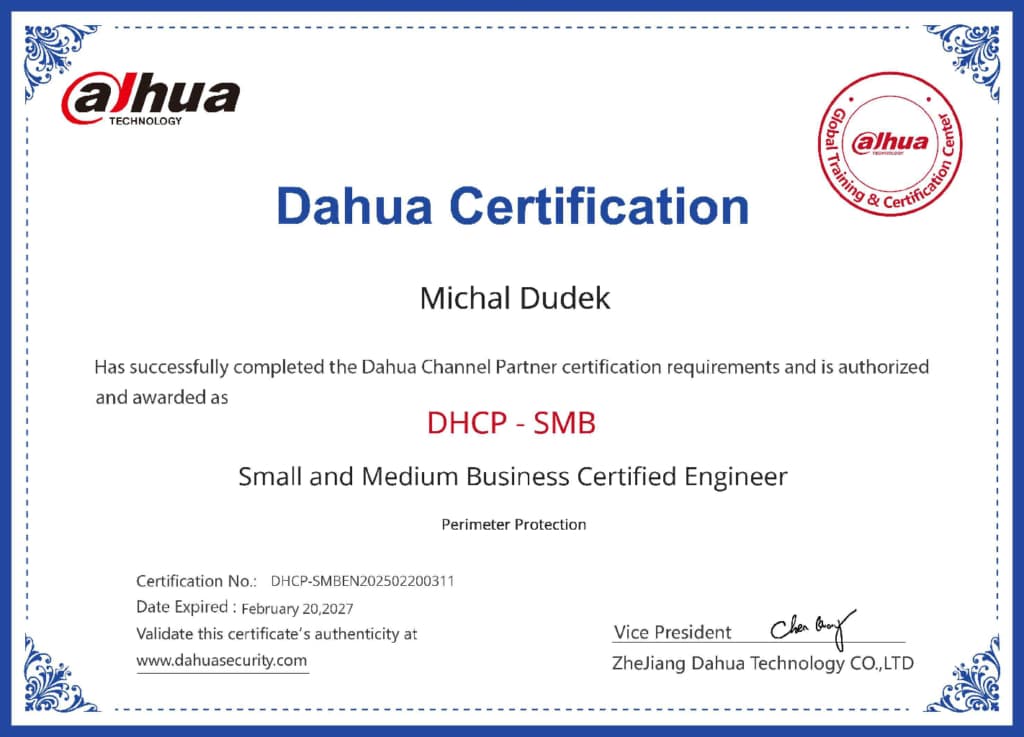 Certified Dahua Channel Partner – Michal Dudek