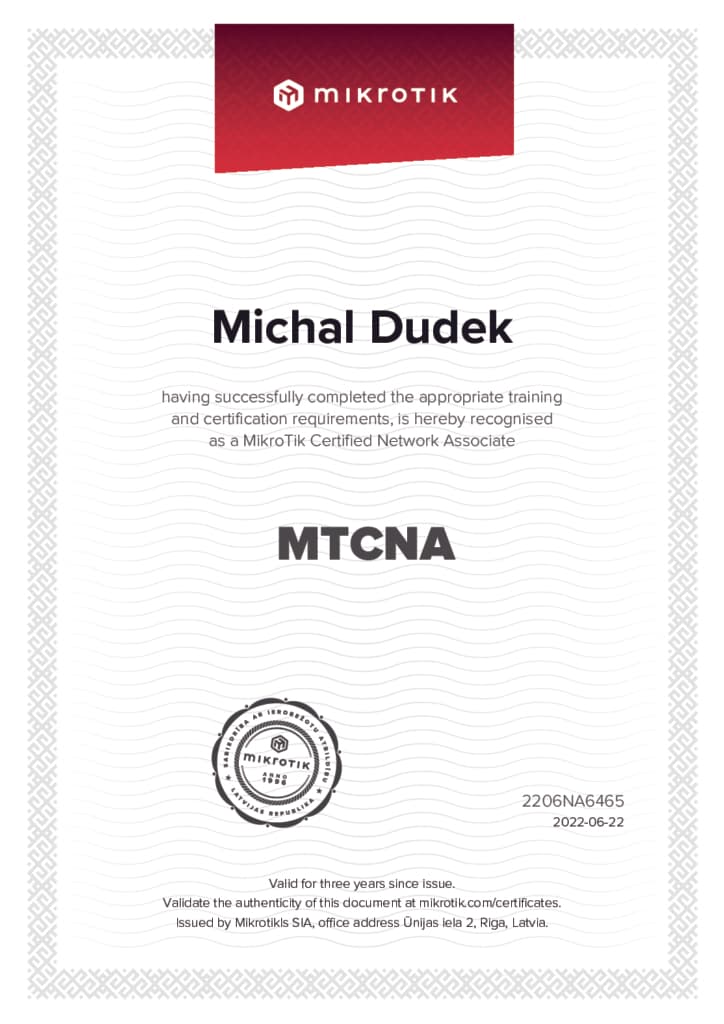 MikroTik MTCNA – Michal Dudek